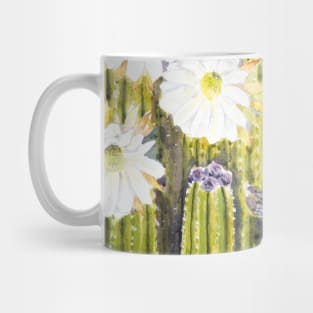 white cactus flowers watercolor Mug
